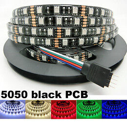 Waterproof 5050 RGB 5M 300 LED Strip Light 12V 24 KEY IR Controller Black Board