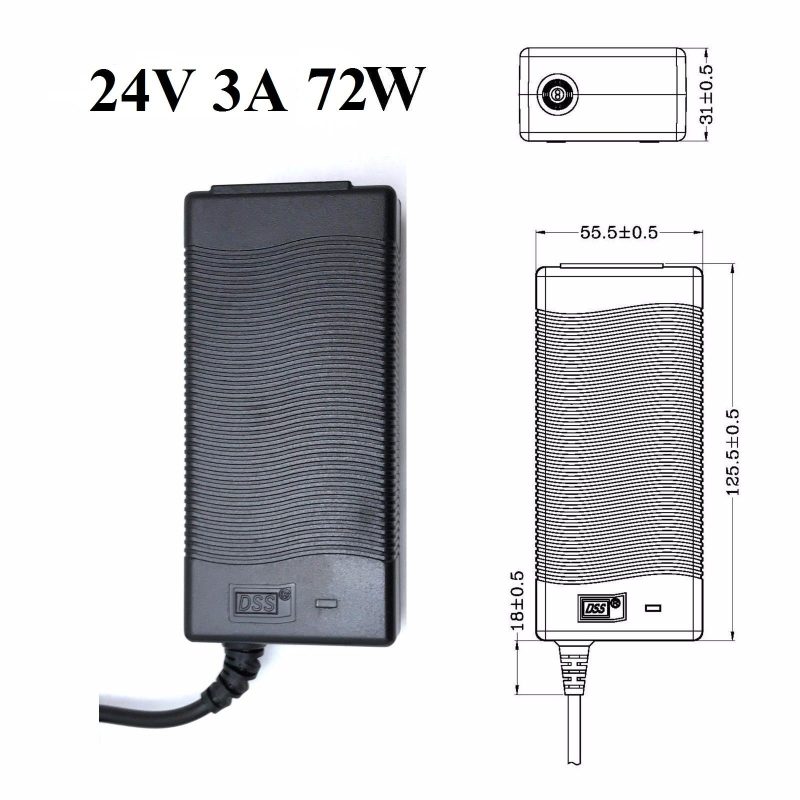 24V DC 3A Power Supply Charger TransformeLED Strips light Adapter