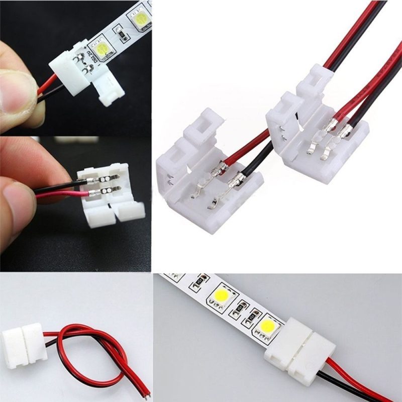 10pcs LED Strips PCB with wire Double End Connector Adapter 10mm